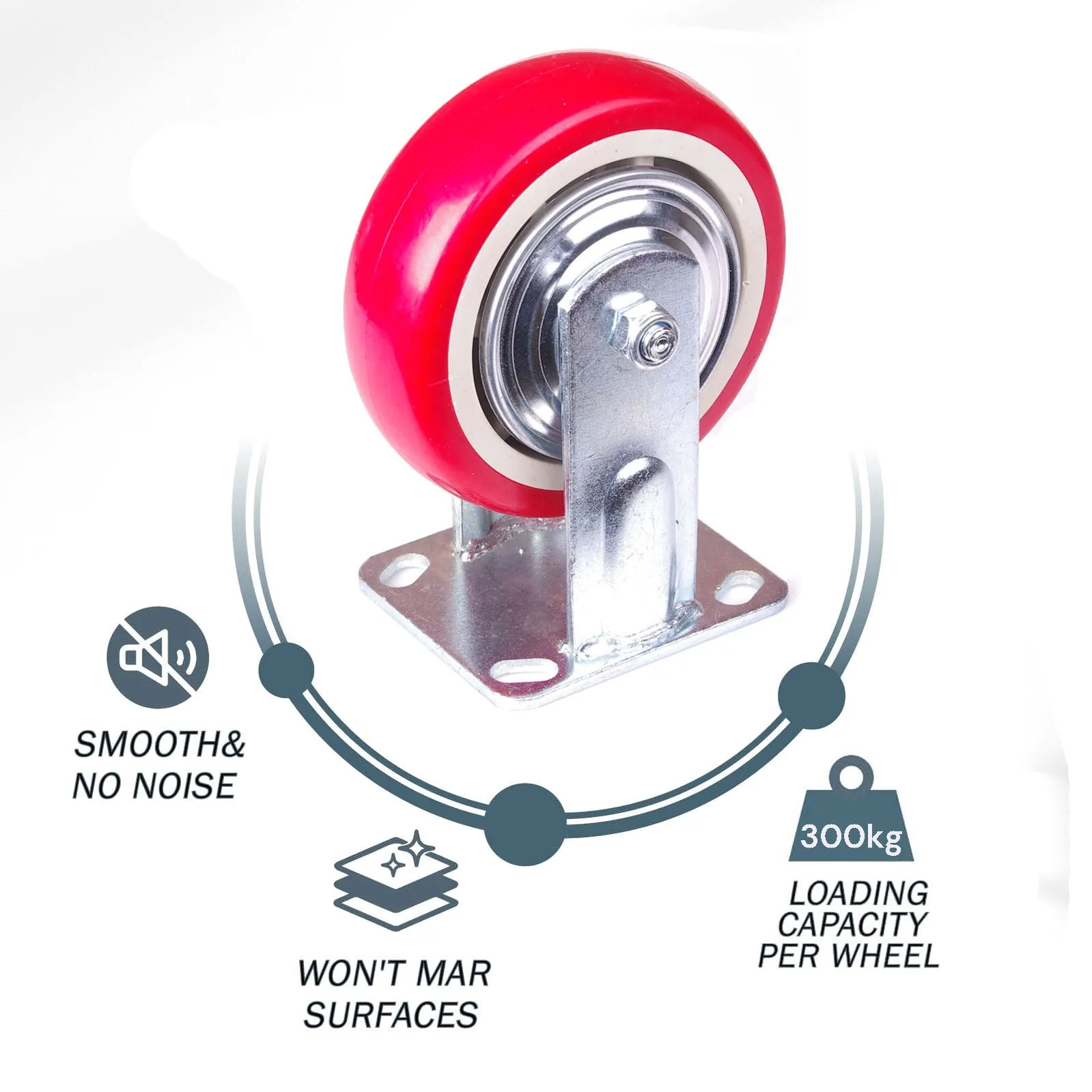 6-inch Industrial Caster Wheels | Fixed Casters | Castor Wheels Cart Furniture Workbench