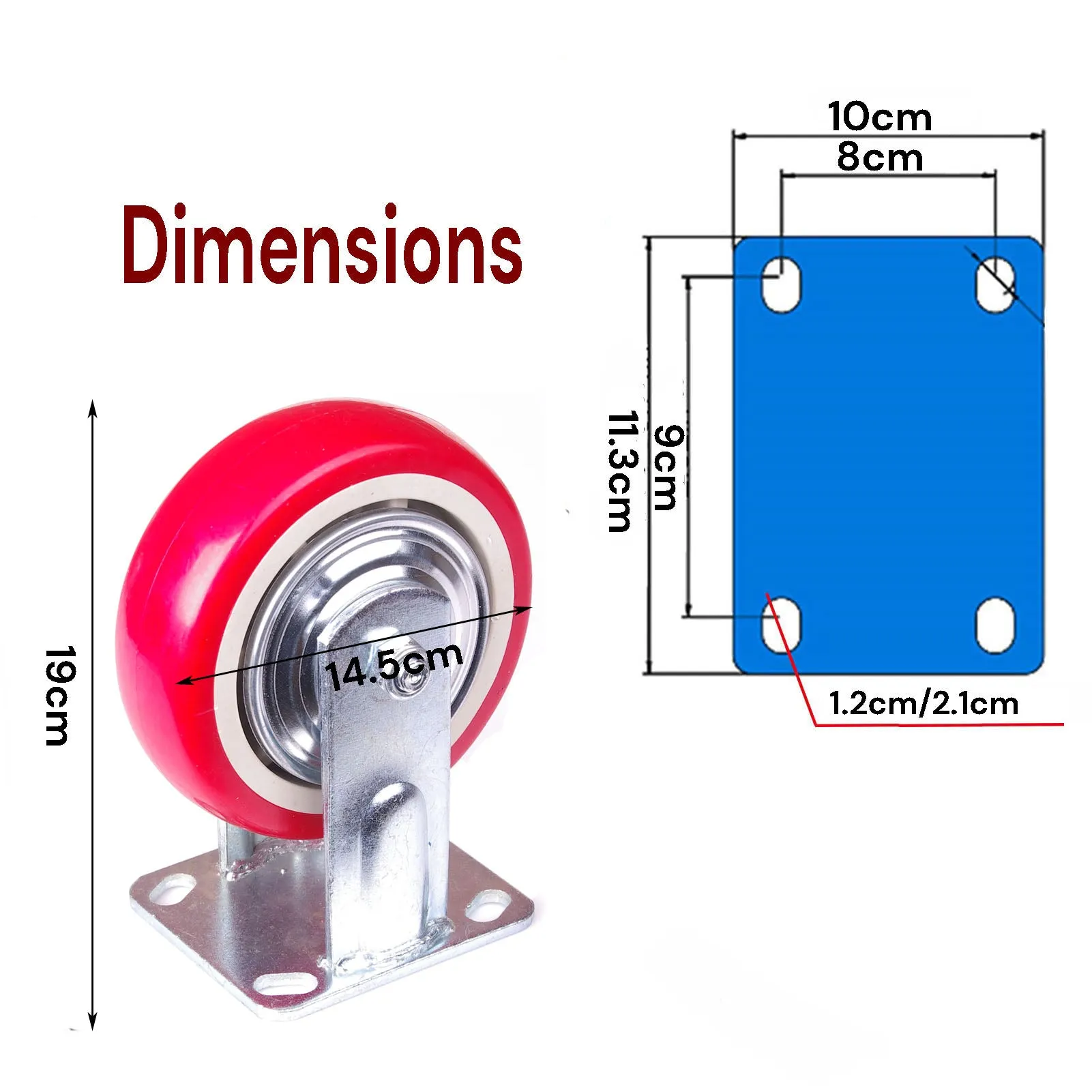6-inch Industrial Caster Wheels | Fixed Casters | Castor Wheels Cart Furniture Workbench