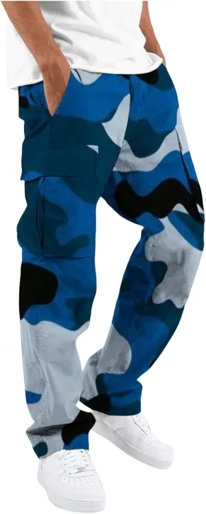 Alalaso Mens Cargo Pants Casual Cotton Jogger Multi Pockets Outdoor Hiking Work Sweatpants