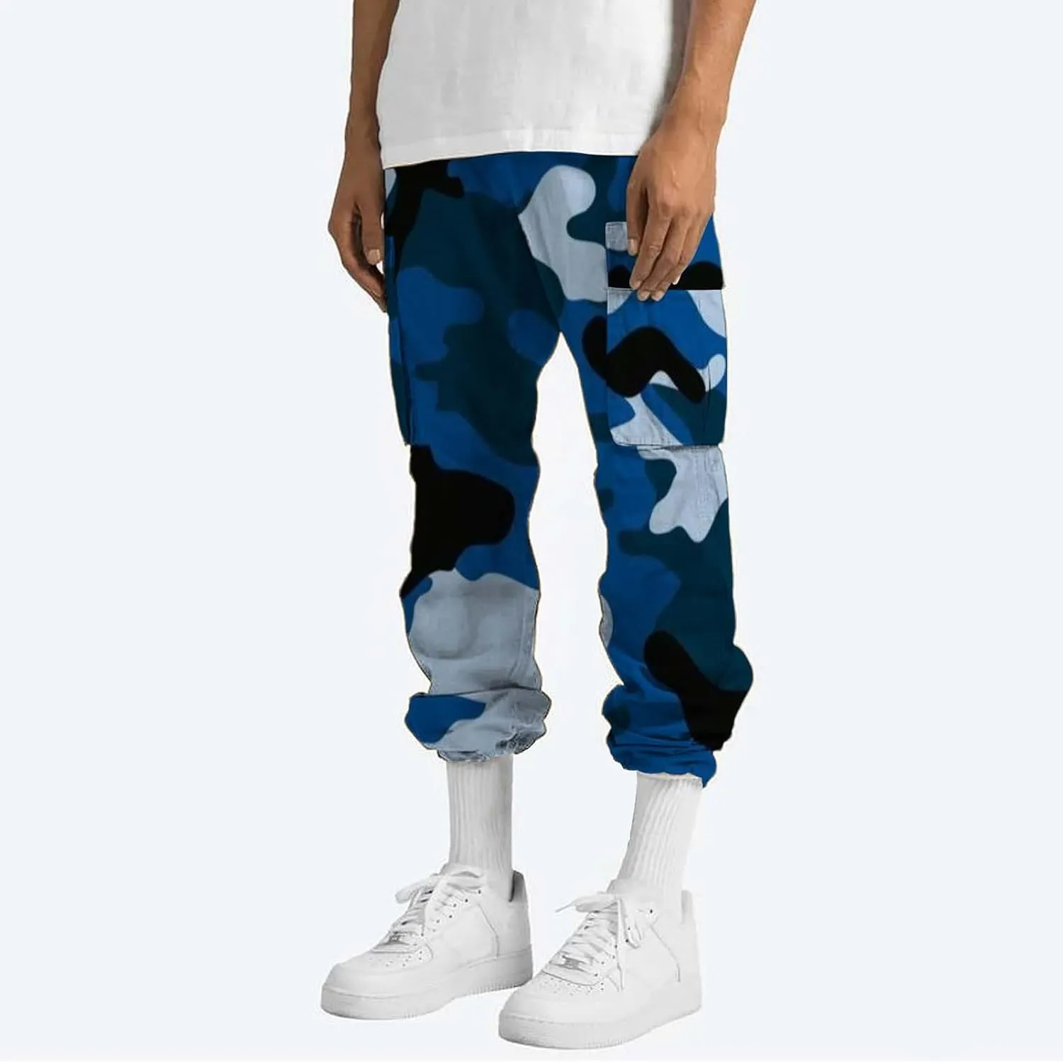 Alalaso Mens Cargo Pants Casual Cotton Jogger Multi Pockets Outdoor Hiking Work Sweatpants