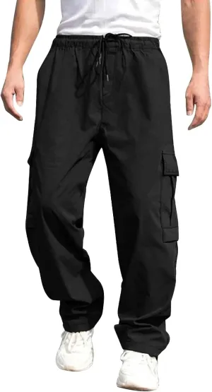 Alalaso Mens Cargo Pants,Elastic Waist Sweatpants for Men Casual Long Trousers Light Jogger Pants