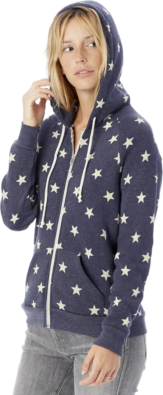 Alternative Women's Zip-Up Hoodie, Eco-Fleece Vintage Adrian Hooded Crewneck
