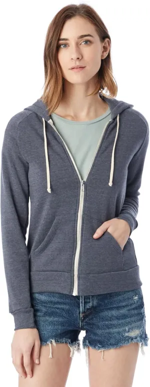 Alternative Women's Zip-Up Hoodie, Eco-Fleece Vintage Adrian Hooded Crewneck