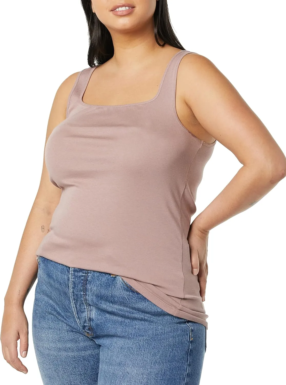 Amazon Essentials Women's Slim Fit Square Neck Tank, Pack of 2