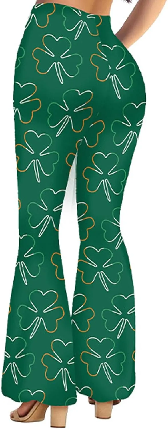 Awoscut Women's High Waist Flare Pants Ethnic Style Floral Print Y2k Pants Slim Trousers Spring Summer Casual Bottoms
