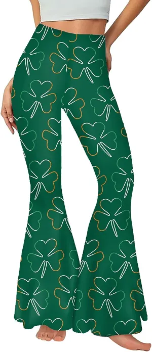 Awoscut Women's High Waist Flare Pants Ethnic Style Floral Print Y2k Pants Slim Trousers Spring Summer Casual Bottoms