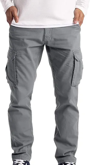 BADHUB Men's Cargo Pants Muti-Pockets Jogger Work Chino Slim Fit Casual Pants Hiking Workout Gogging Sweatpants Trousers