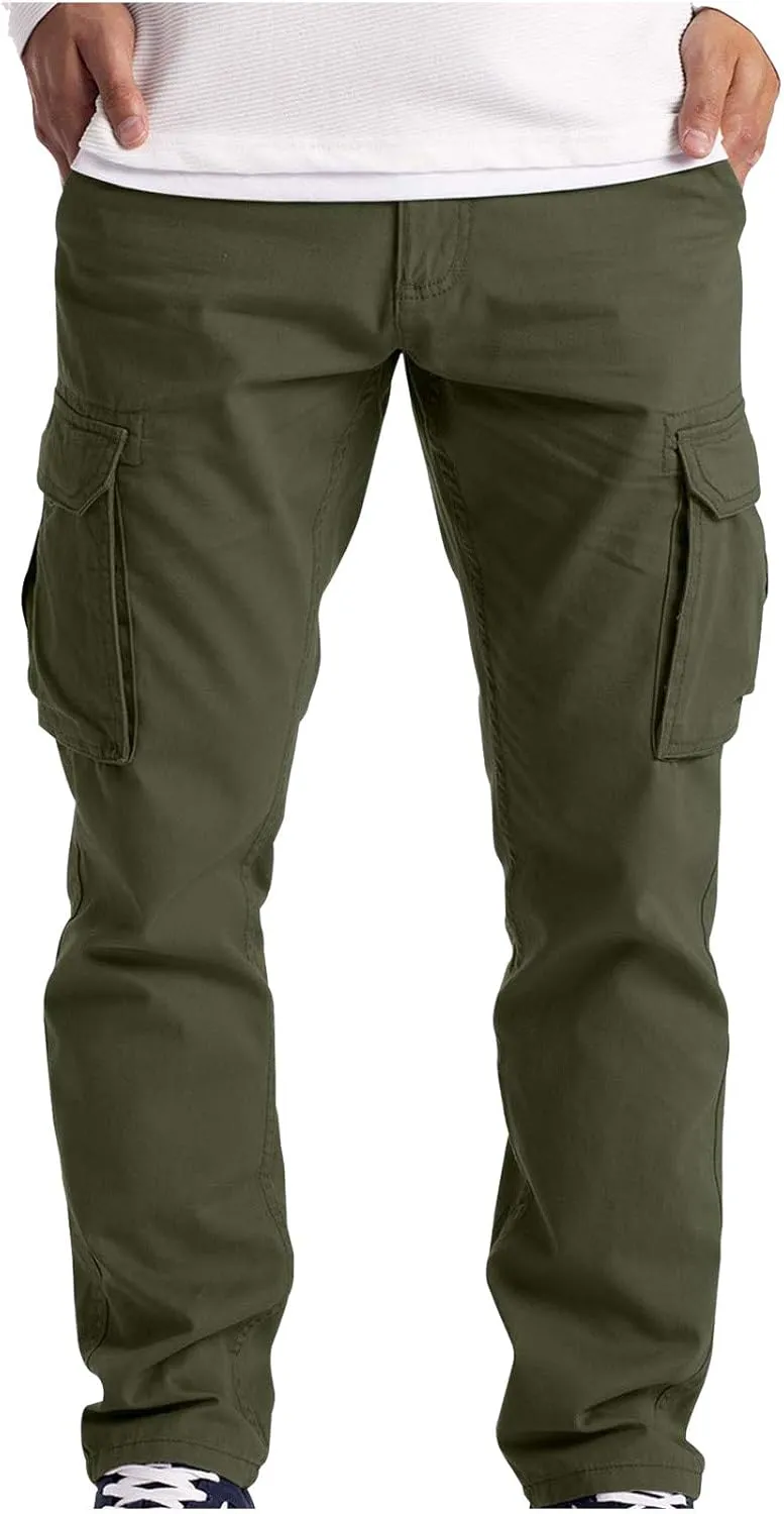 BADHUB Men's Cargo Pants Muti-Pockets Jogger Work Chino Slim Fit Casual Pants Hiking Workout Gogging Sweatpants Trousers