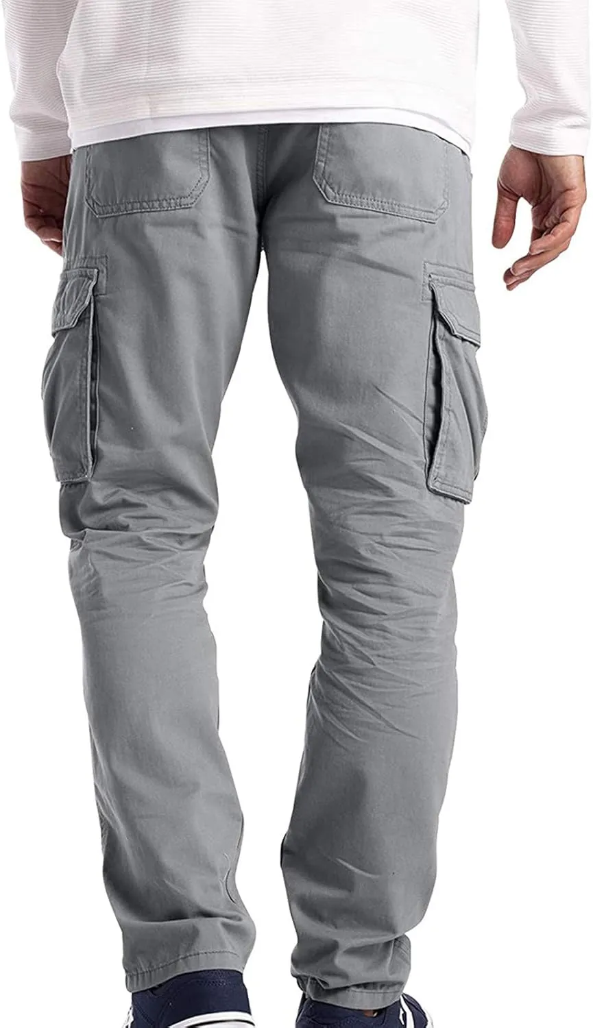 BADHUB Men's Cargo Pants Muti-Pockets Jogger Work Chino Slim Fit Casual Pants Hiking Workout Gogging Sweatpants Trousers