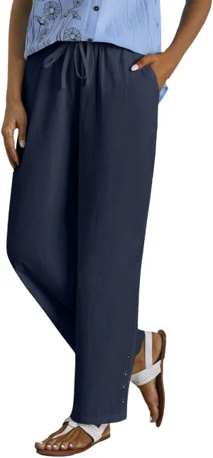 Baggy Linen Pants Women Summer Boho Lightweight High Waist Palazzo Pants Loose Comfy Straight Leg Pants Pockets