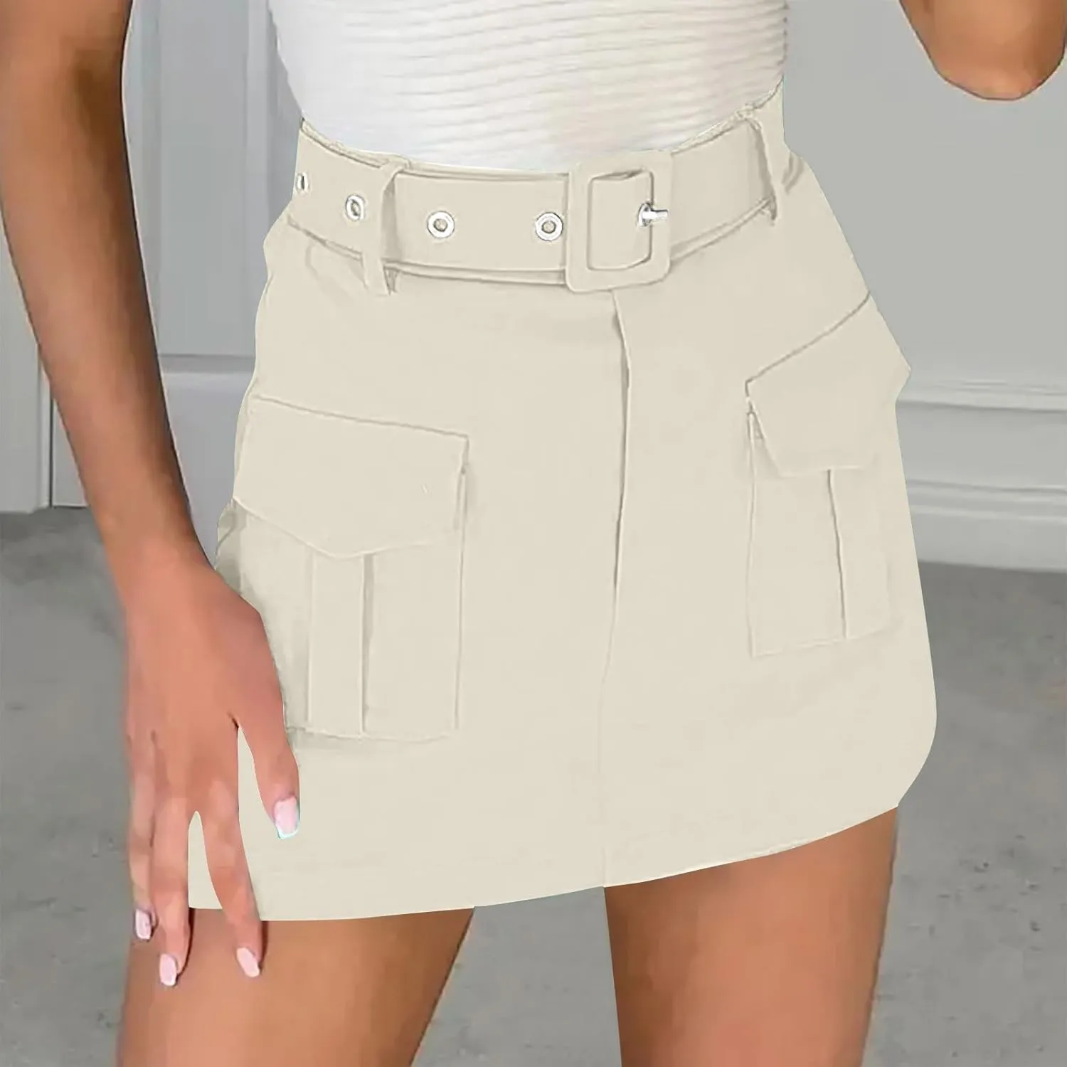 Baggy Shorts Women High Waisted Fashionable Pocket Belt Decoration Short Skirt Pants Summer Outfits for Women 2025