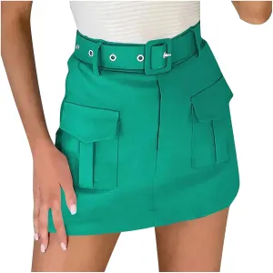 Baggy Shorts Women High Waisted Fashionable Pocket Belt Decoration Short Skirt Pants Summer Outfits for Women 2025