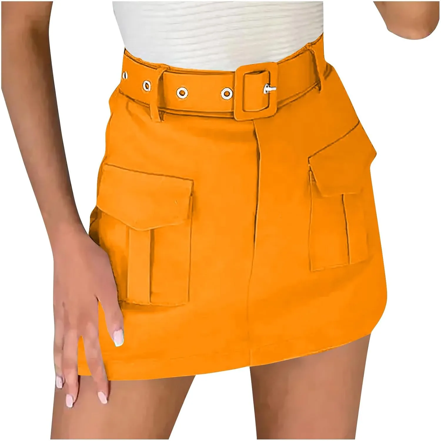 Baggy Shorts Women High Waisted Fashionable Pocket Belt Decoration Short Skirt Pants Summer Outfits for Women 2025