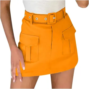 Baggy Shorts Women High Waisted Fashionable Pocket Belt Decoration Short Skirt Pants Summer Outfits for Women 2025