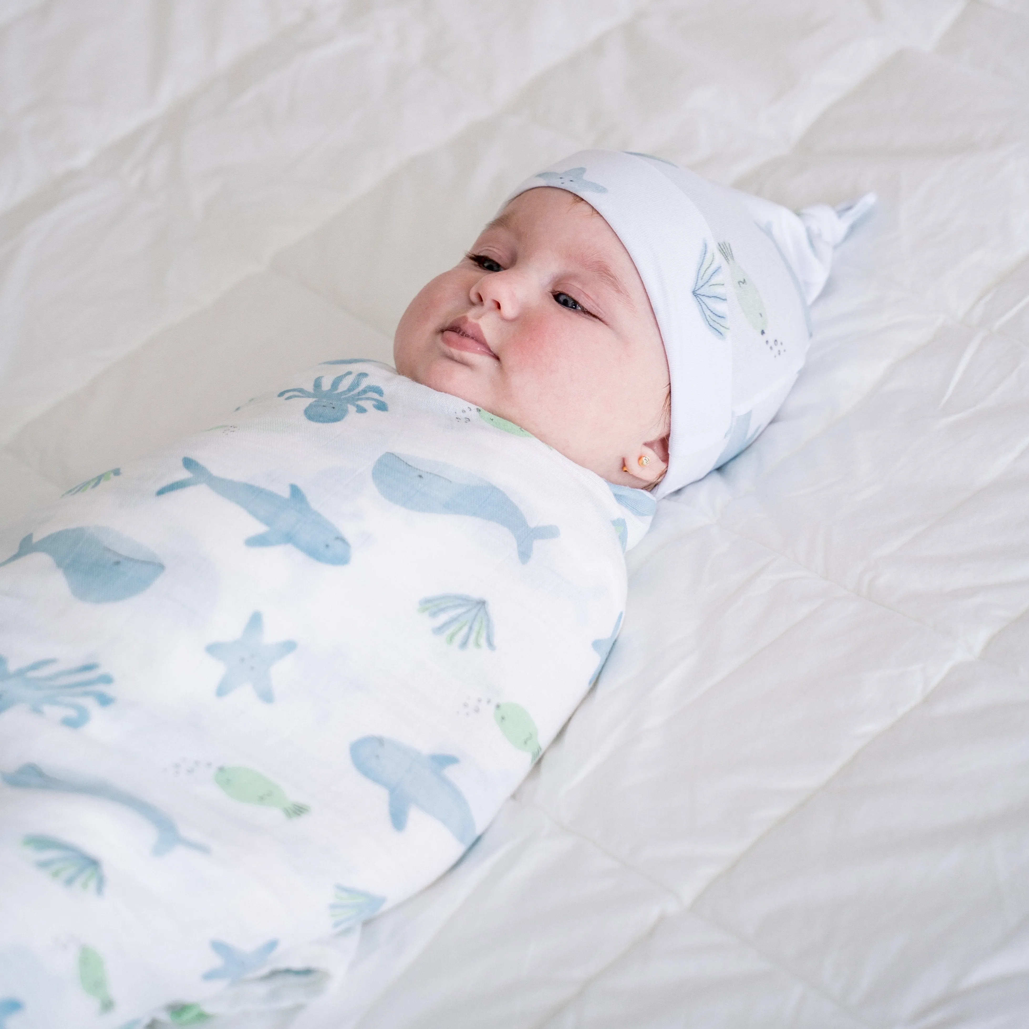 Bamboo Muslin Swaddle Blanket - Under the Sea