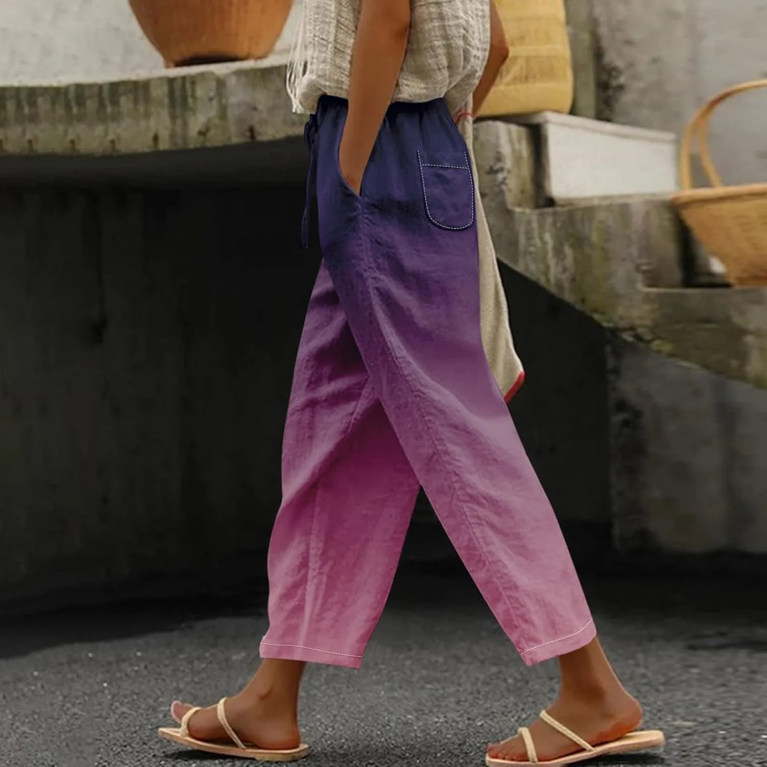 Beach Pants Everyday Casual Drawstring Pants Womens Work Pants Summer Outfits for Women 2024 Vacation Jeans