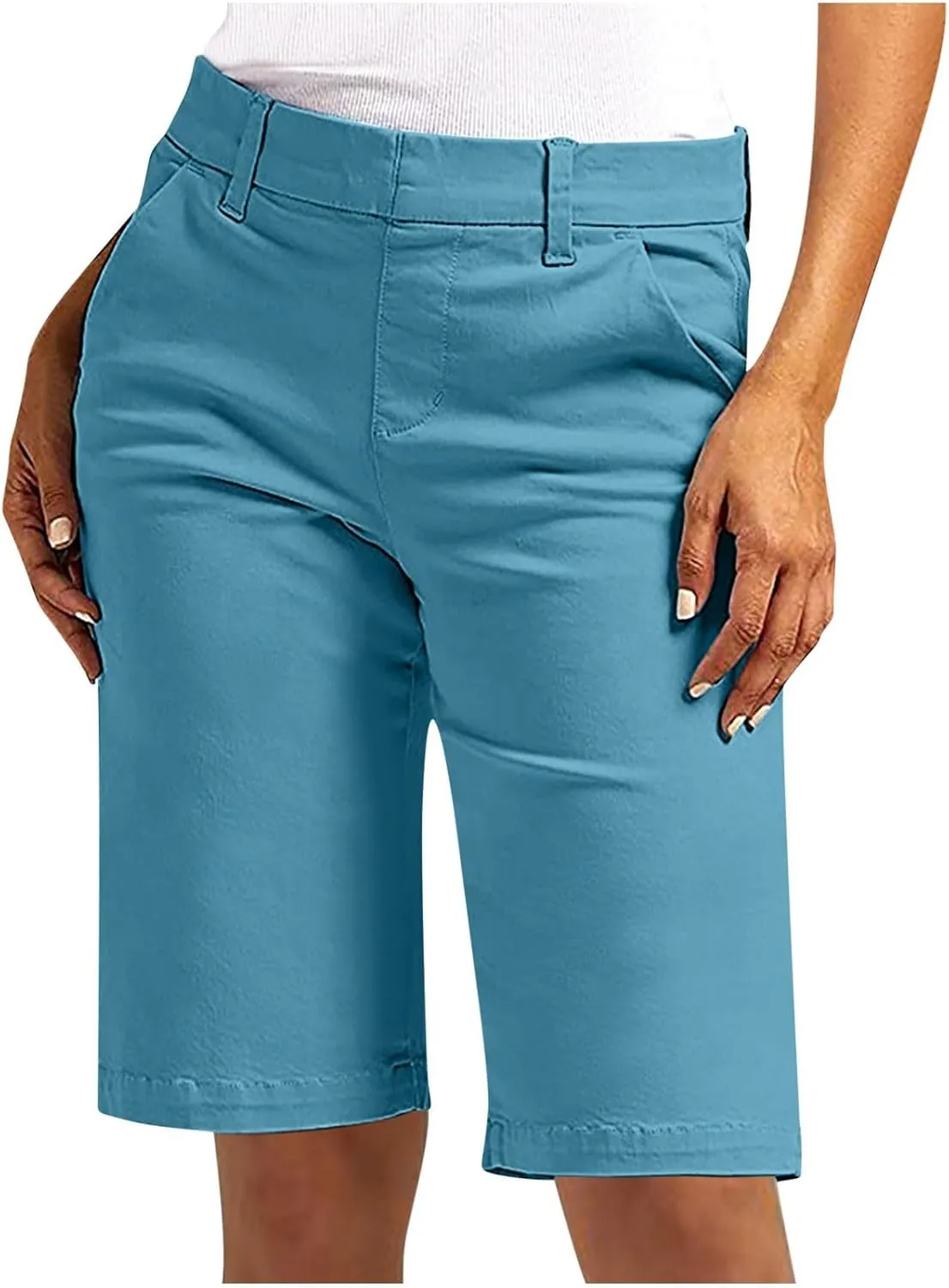 Bermuda Shorts for Women Trendy 2025 Casual Summer High Waisted with Pockets Chino Short Straight Vacation Outfits