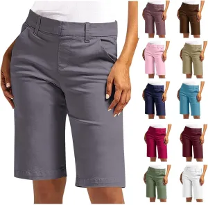 Bermuda Shorts for Women Trendy 2025 Casual Summer High Waisted with Pockets Chino Short Straight Vacation Outfits
