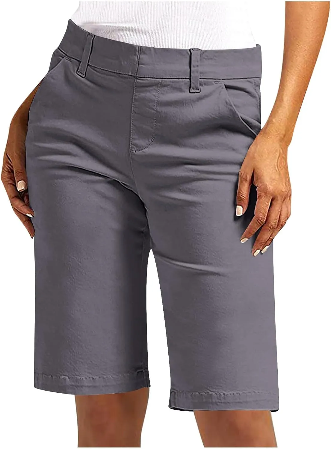 Bermuda Shorts for Women Trendy 2025 Casual Summer High Waisted with Pockets Chino Short Straight Vacation Outfits