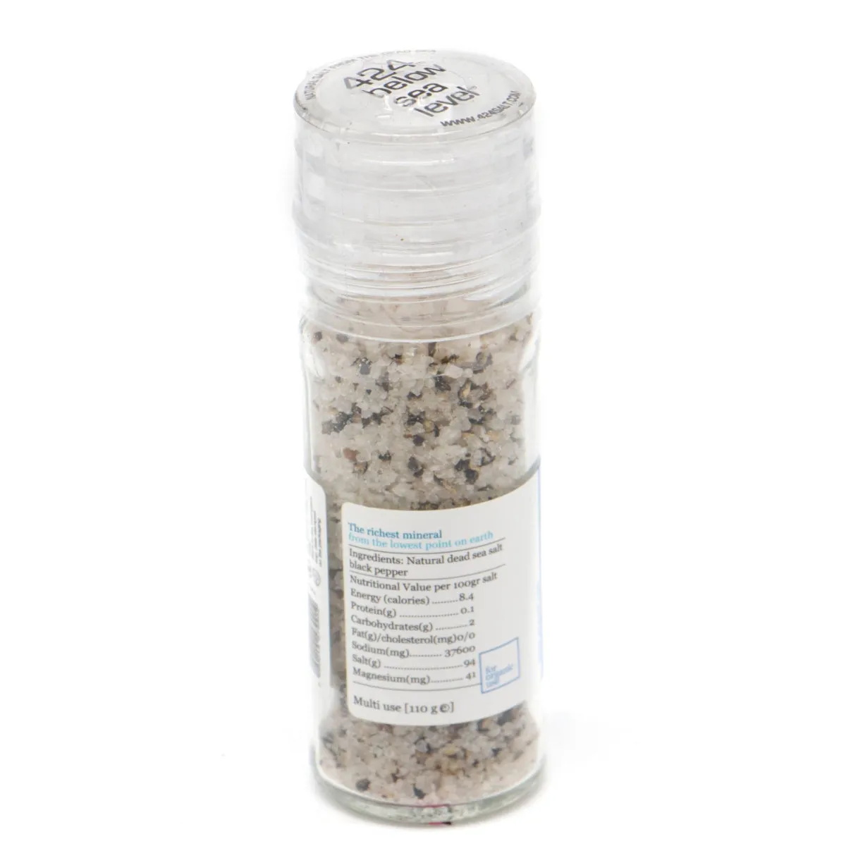 Black Pepper Gourmet Kosher Salt From The Dead Sea 3.87 oz / 110 grams
