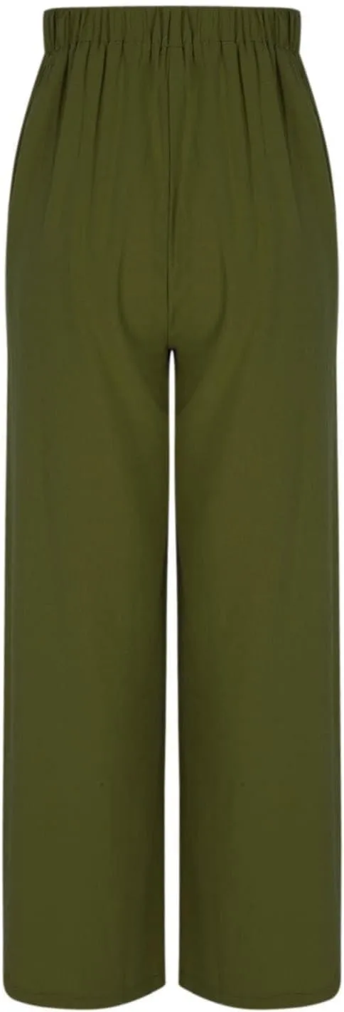 Boho Clothes for Women Buckle Pants with Elegant Pockets and Casual Wide Leg Fashion Plus Size Linen Pants for Women