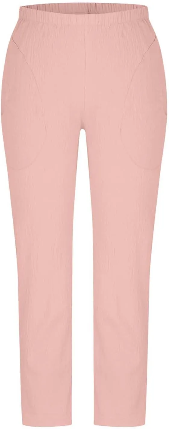 Borniu Womens Linen Pants with Pockets High Waist Comfy Solid Color Elastic Waist Pants Casual Lightweight Loose Trousers
