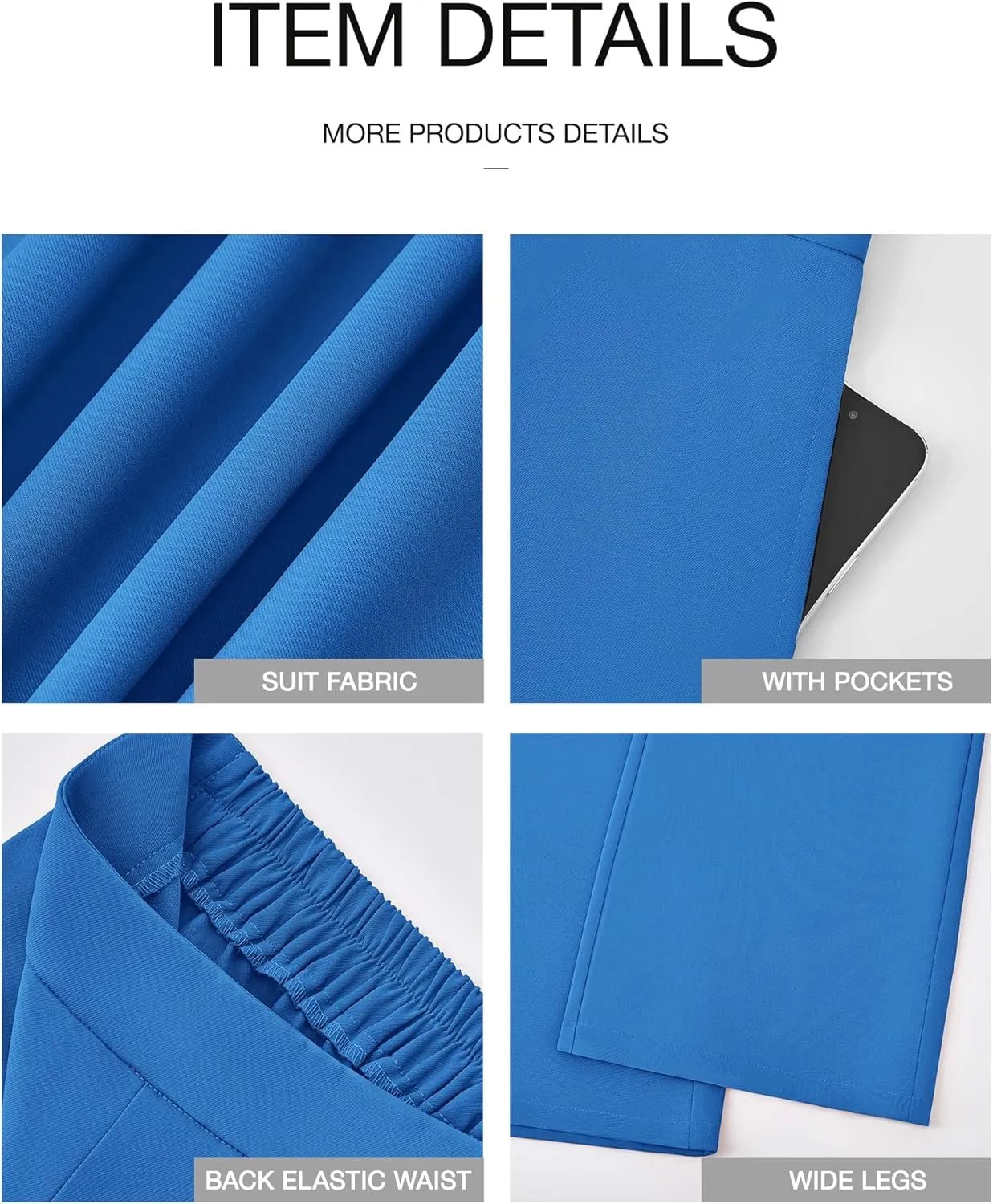 BTFBM Womens Wide Leg Pants Dressy Casual Elastic High Waisted Palazzo Business Lounge Trousers with Pockets