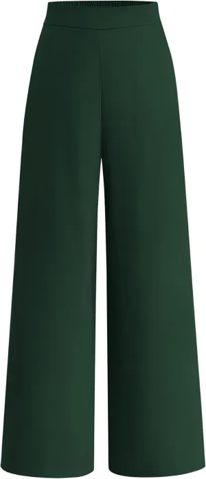 BTFBM Womens Wide Leg Pants Dressy Casual Elastic High Waisted Palazzo Business Lounge Trousers with Pockets