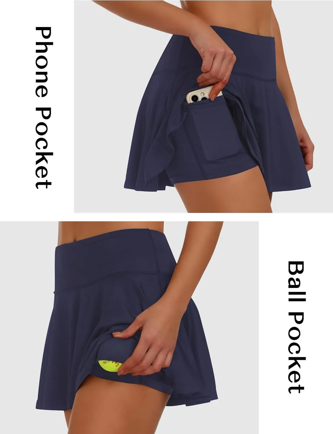 Buauty Tennis Skirts with Pocket Women's High Waisted Athletic Skorts Golf Pleated Skirts for Pickleball Workout Outfits
