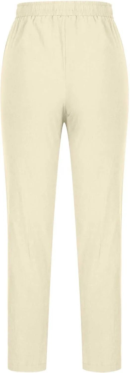 BZGTZT Women's Linen Pants Summer Straight Wide Leg Pants Drawstring High Waisted Trousers Loose Comfy Palazzo Pants