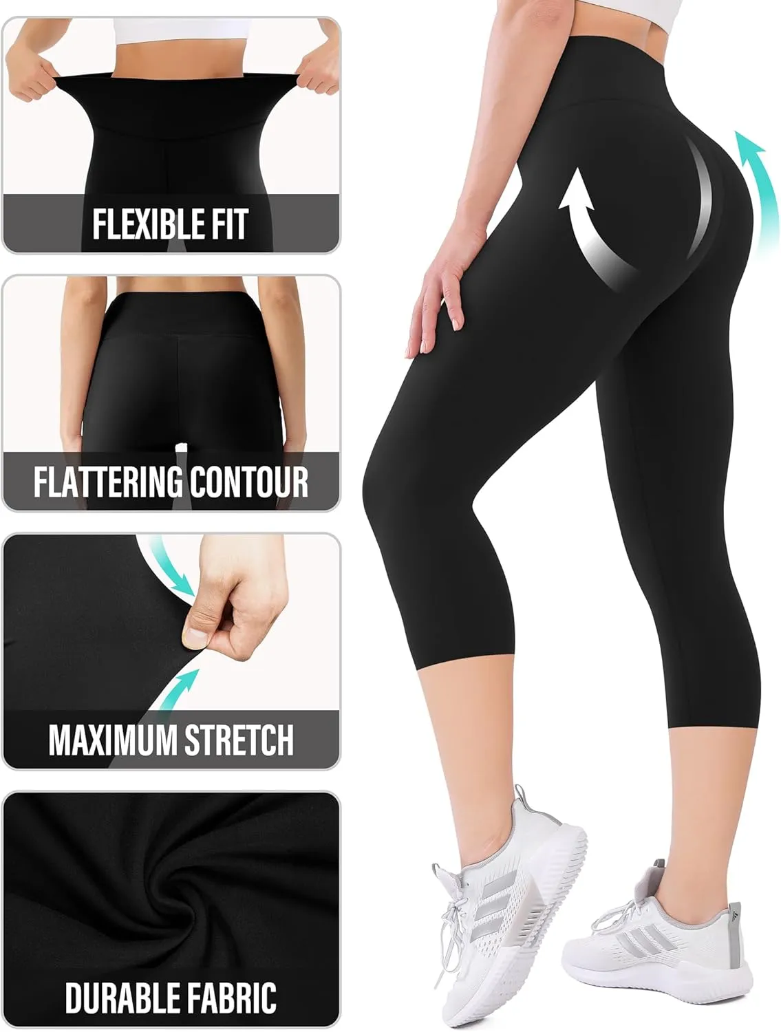 Capri Leggings for Women High Waisted Tummy Control Buttery Soft Womens Yoga Capris Pants
