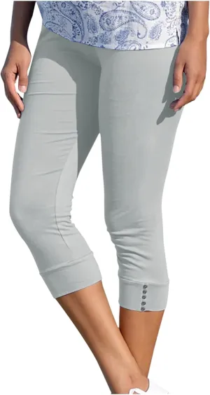 Capri Pants for Women Casual Summer Workout Leggings Stretch Knee Length Cropped Pants High Waisted Comfy Yoga Capris