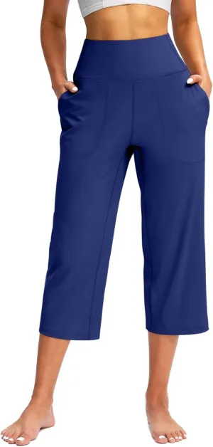 Capri Pants for Women, Tummy Control High Waist Capri Pants with Pockets