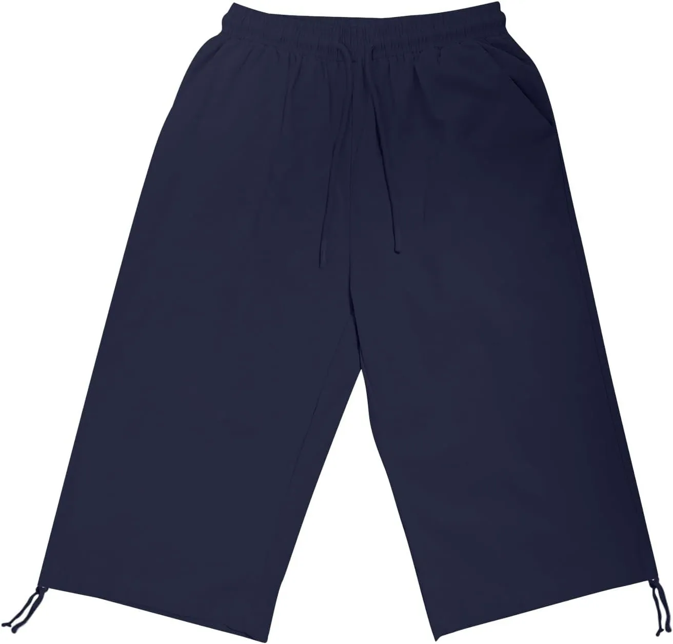 Capri Pants for Womens Summer Linen High Waisted Drawstring Wide Leg Capris Lightweight Elastic Casual Trousers