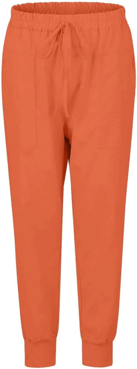 Capris Linen Pants Women Summer High Waisted Drawstring Baggy Tapered Ankle Trousers Fit Lounge Pants with Pockets