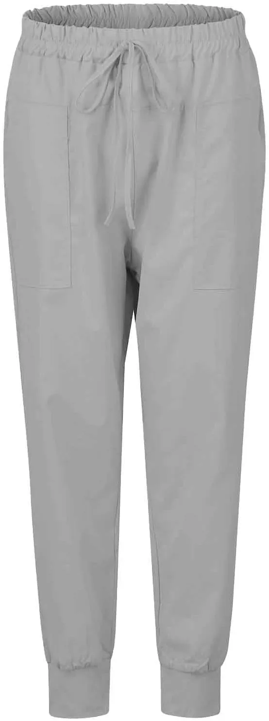 Capris Linen Pants Women Summer High Waisted Drawstring Baggy Tapered Ankle Trousers Fit Lounge Pants with Pockets