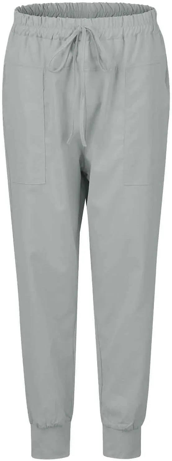 Capris Linen Pants Women Summer High Waisted Drawstring Baggy Tapered Ankle Trousers Fit Lounge Pants with Pockets