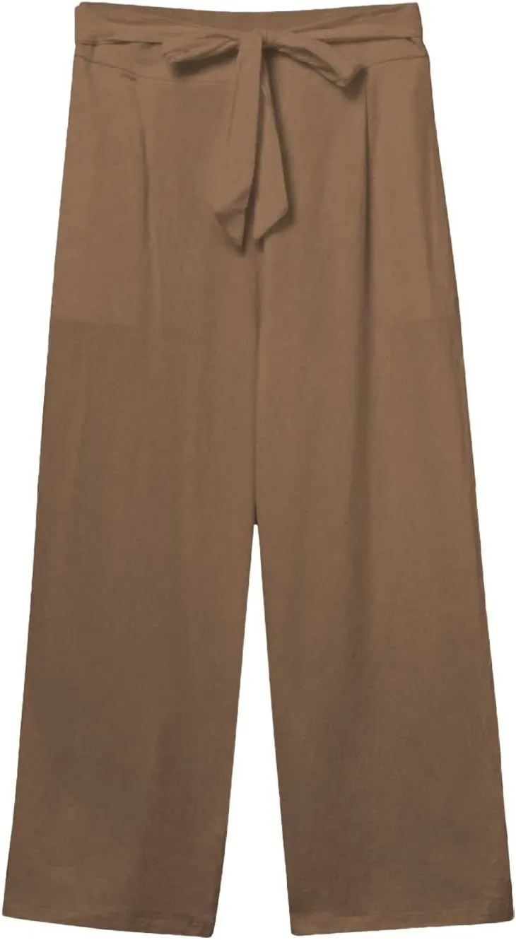 Capris Pants for Women Cotton Linen Casual Summer 2025 Straight Wide Leg Drawstring Elastic Waist Cropped Trouser