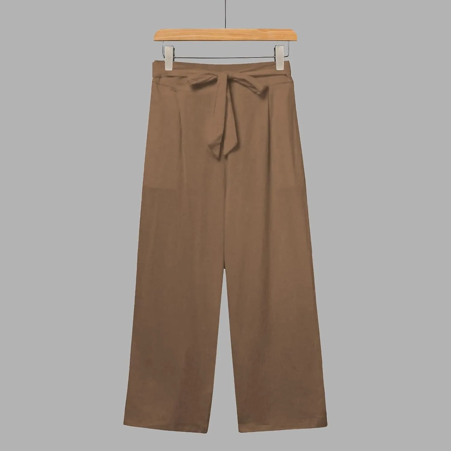 Capris Pants for Women Cotton Linen Casual Summer 2025 Straight Wide Leg Drawstring Elastic Waist Cropped Trouser