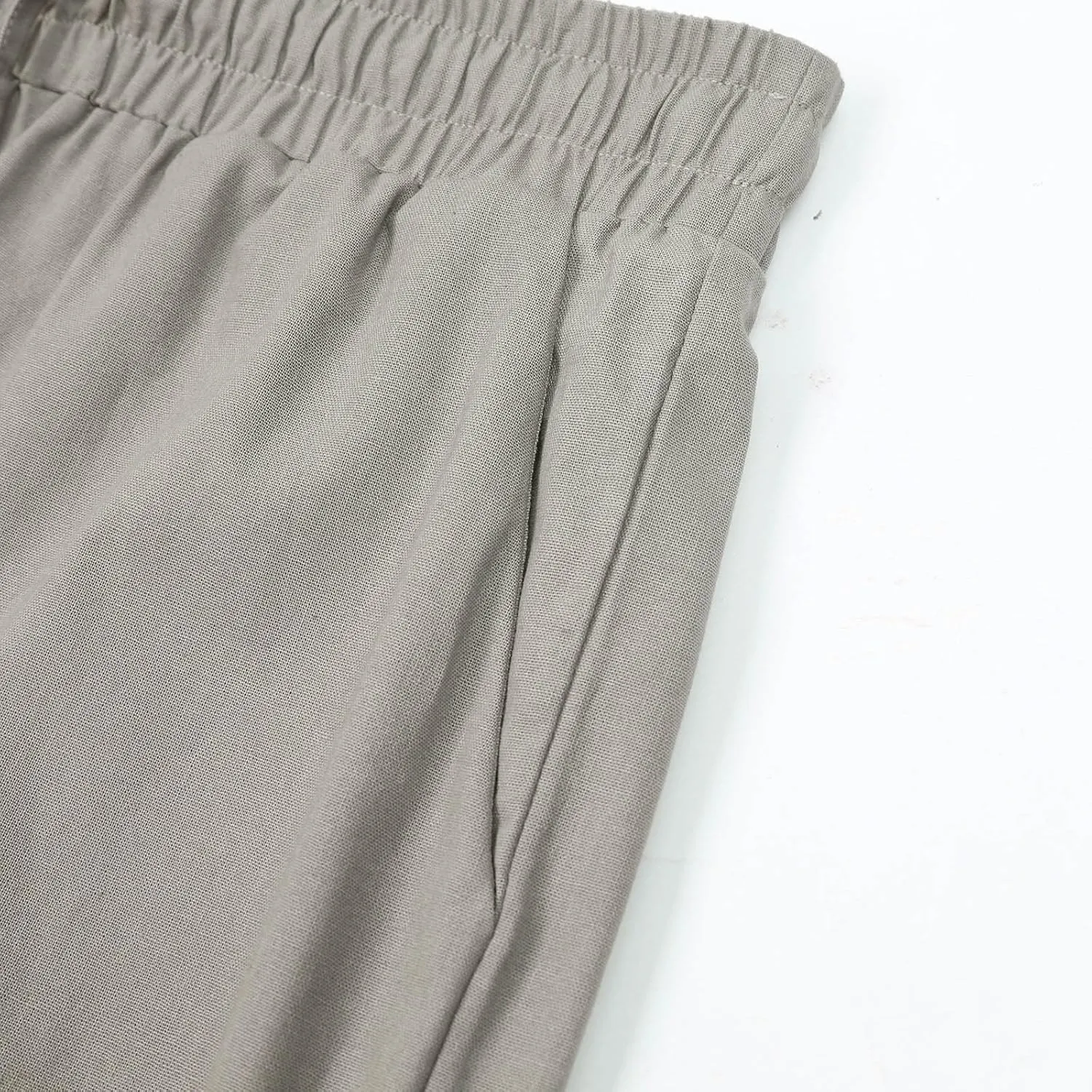 Capris Pants for Women Cotton Linen Casual Summer Wide Leg Loose Drawstring Elastic Waist Cropped Trouser S-XXL
