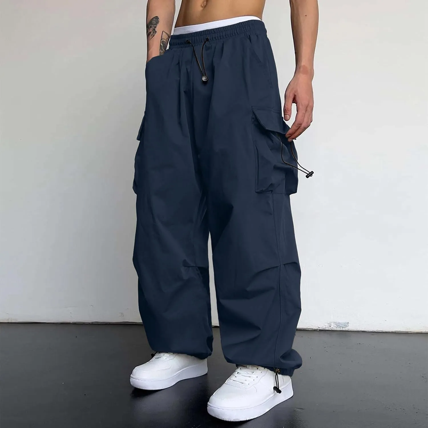 Cargo Pant for Men Stretchy Casual Joggers Elasticated Waist Jogging Work Pant Multi Pockets