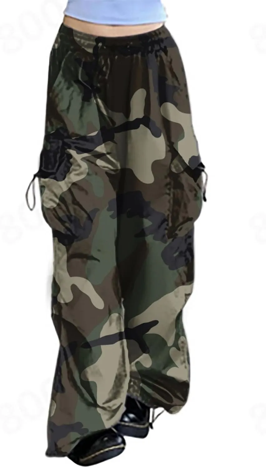 Cargo Pants for Women, Casual Hip Hop Joggers Pants Loose Y2k Cargo Pants Flap Pocket Trousers E-Girl Streetwear