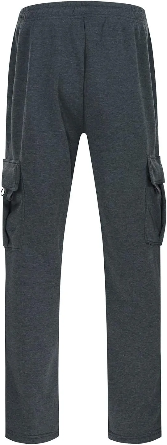 Cargo Sweatpants for Men Heavyweight Fleece Baggy Elastic Waist Drawstring Joggers Fall Trousers with Pockets