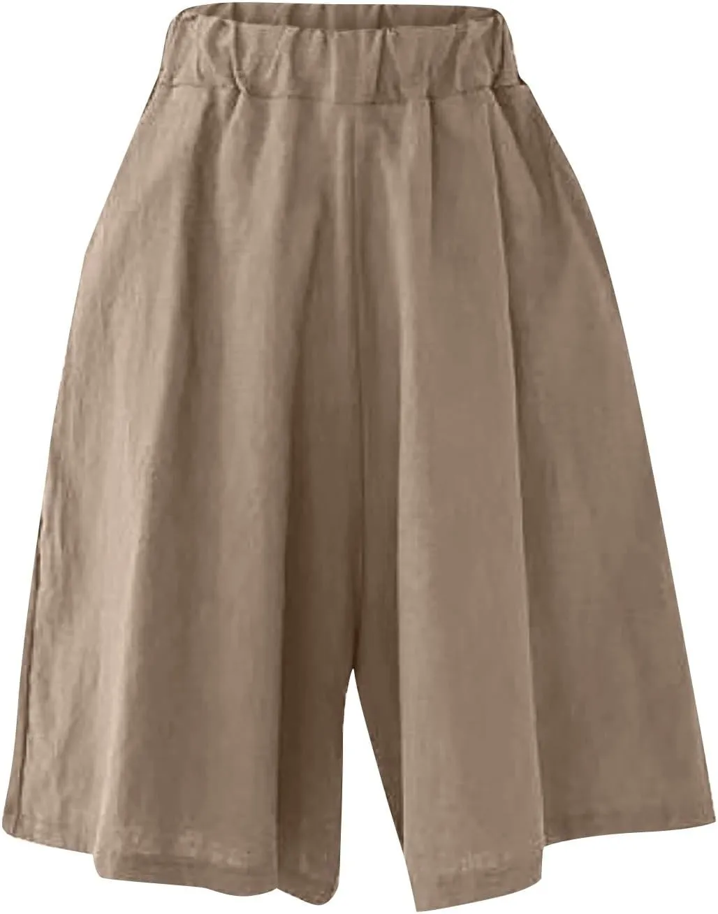 Casual Shorts for Women Dressy Drawstring High Waist Wide Leg 2025 Summer Beach Ruffle Solid Color Outfits with 2 Pockets