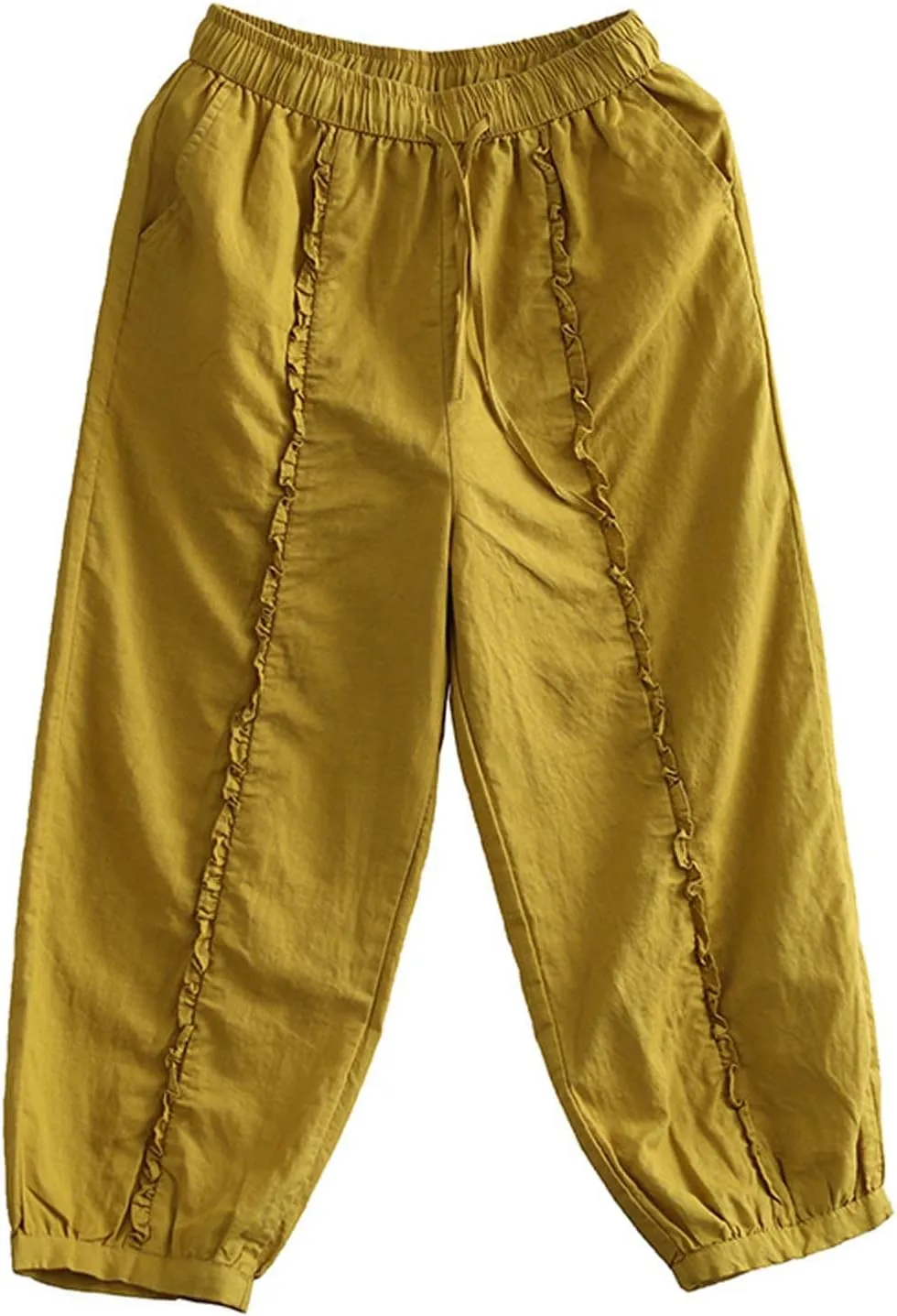 Ceboyel Wide Leg Linen Pants for Women Drawstring Comfy Trousers Elastic Waist Boho Pants Summer Causal Ladies Outfits