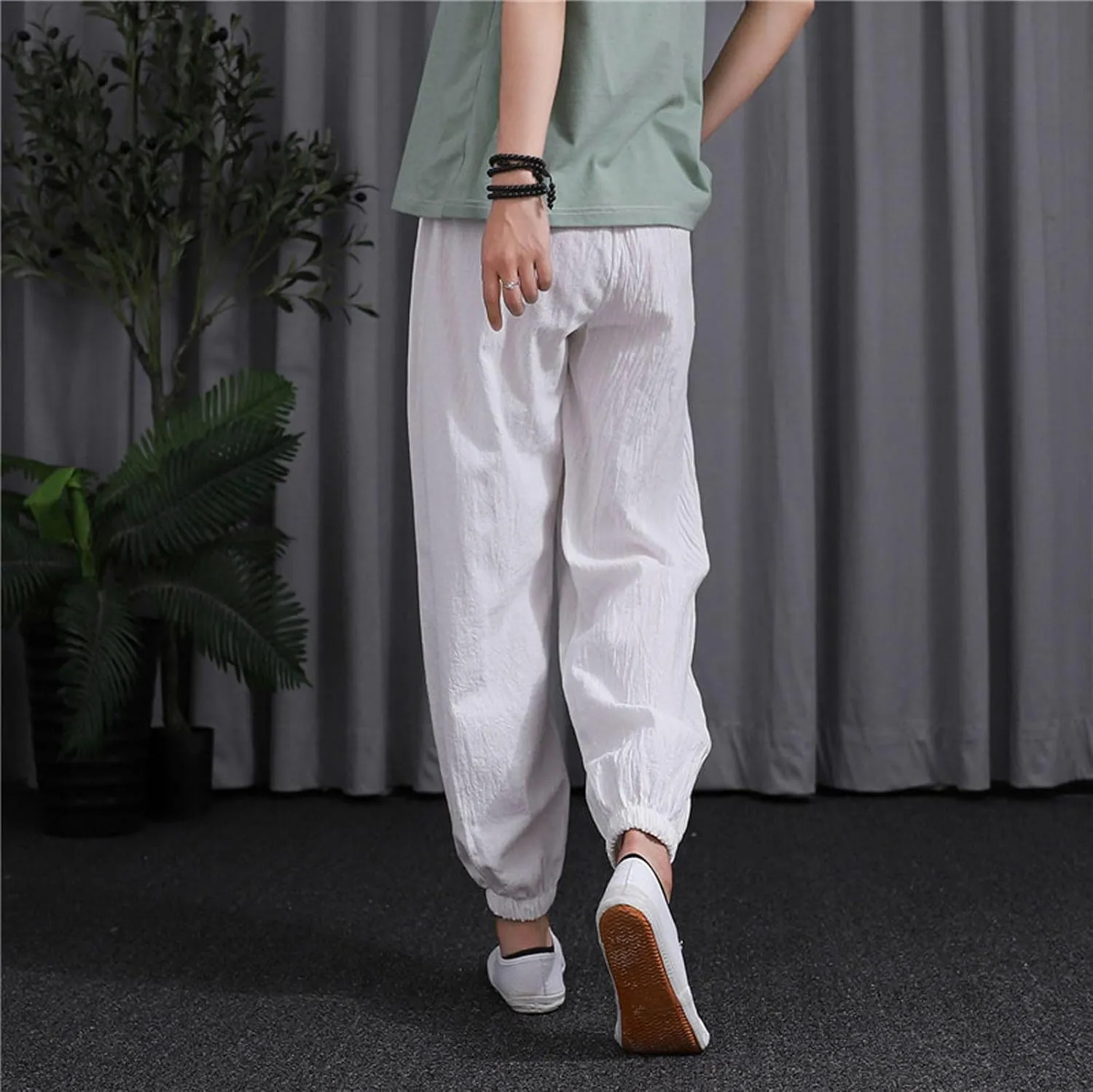 Ceboyel Women Casual Linen Pants Summer Comfy Loose Long Pants Lantern Lounge Beach Trousers with Pockets 2023