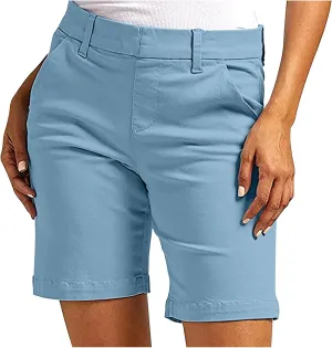 Chino Cargo Shorts Women Casual Slim Fit High Waist Summer Knee Length Bermuda SweatShorts for Hiking,Beach,Outdoors