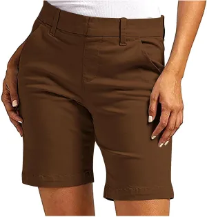 Chino Cargo Shorts Women Casual Slim Fit High Waist Summer Knee Length Bermuda SweatShorts for Hiking,Beach,Outdoors