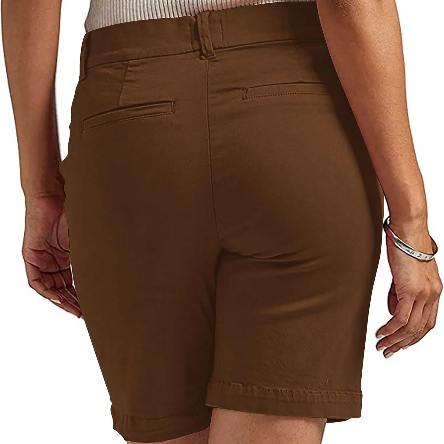 Chino Cargo Shorts Women Casual Slim Fit High Waist Summer Knee Length Bermuda SweatShorts for Hiking,Beach,Outdoors