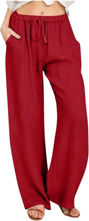 Comfy Pants Women Summer Palazzo Loose Trousers High Waist Dress Pants Business Casual Baggy Slacks 2025 Trendy